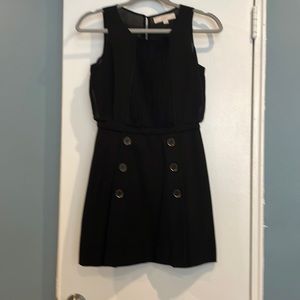 Loft Black Dress with Bronze Buttons, Size 0P